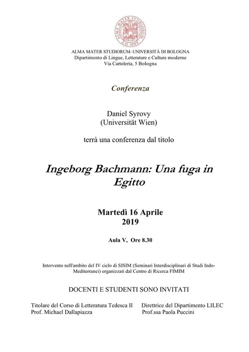 Ingeborg Bachmann: Una fuga in Egitto