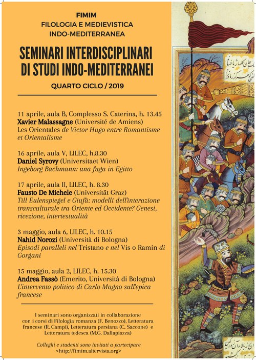 SEMINARI INTERDISCIPLINARI DI STUDI INDO-MEDITERRANEI QUARTO CICLO / 2019